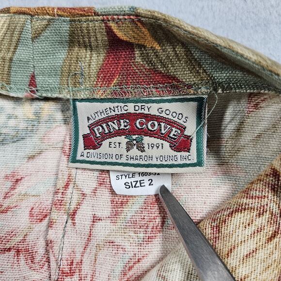 Vintage Pine Cove Midi Skirt Womens 2 Floral Cottagecore Artsy Straight Cotton - Picture 7 of 14